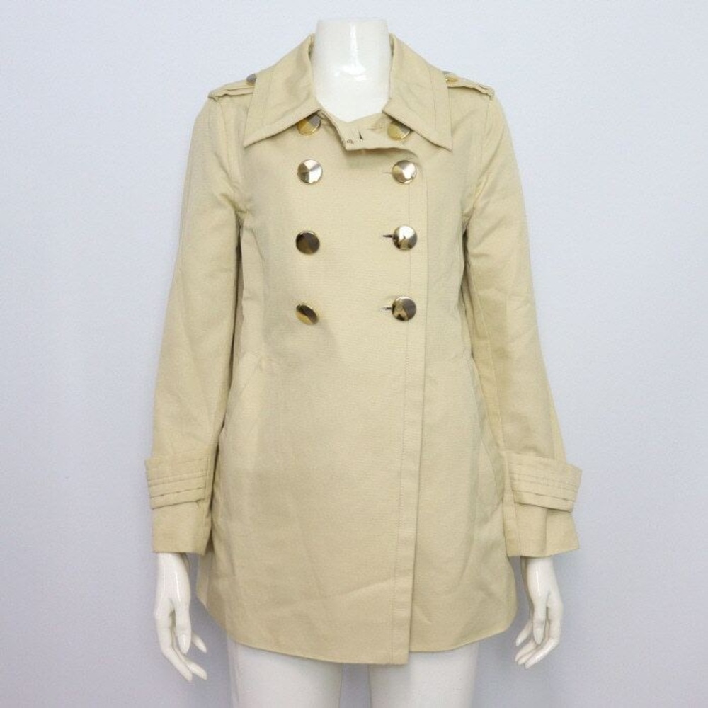Marc by Marc Jacobs Double-Breasted Cream Trench Coat with Gold Buttons